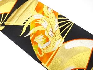 アンティーク　扇面に鳳凰模様織り出し袋帯（着用可）